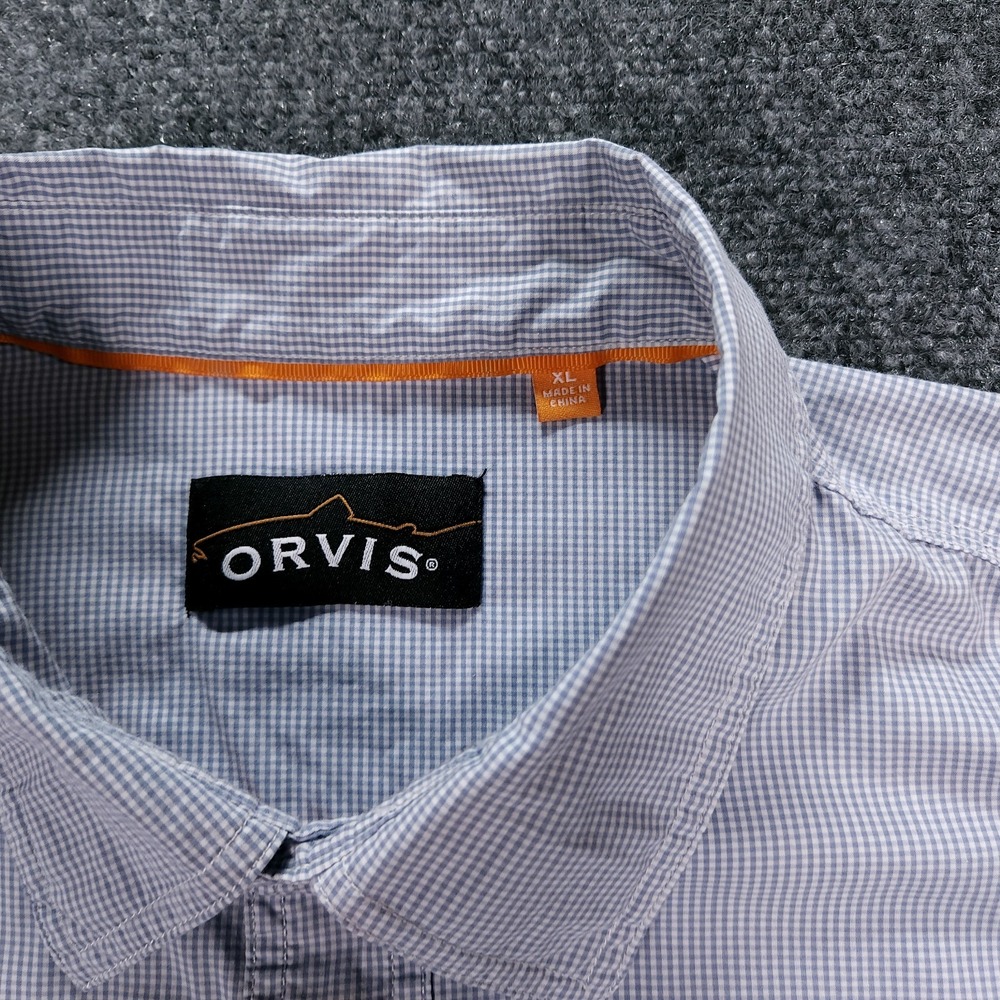 Orvis Shirt Mens XL Blue Gingham Trout Bum River Guide Fishing Button Up Pockets - Picture 13 of 13